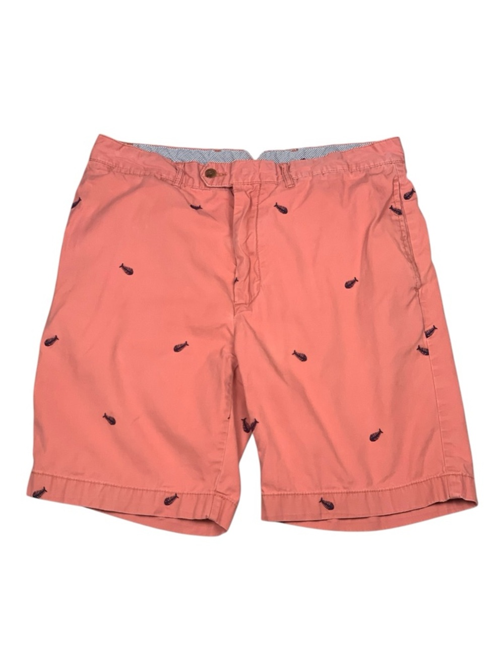 Daniel Cremieux Men's Coral Embroidered Fish Skeleton Flat-Front Shorts Sz 33